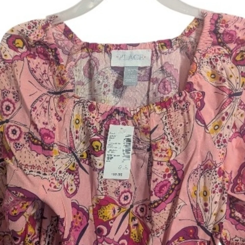 Children's Place Youth Girls Romper Sz 5 / 6 Pink Butterfly K-380